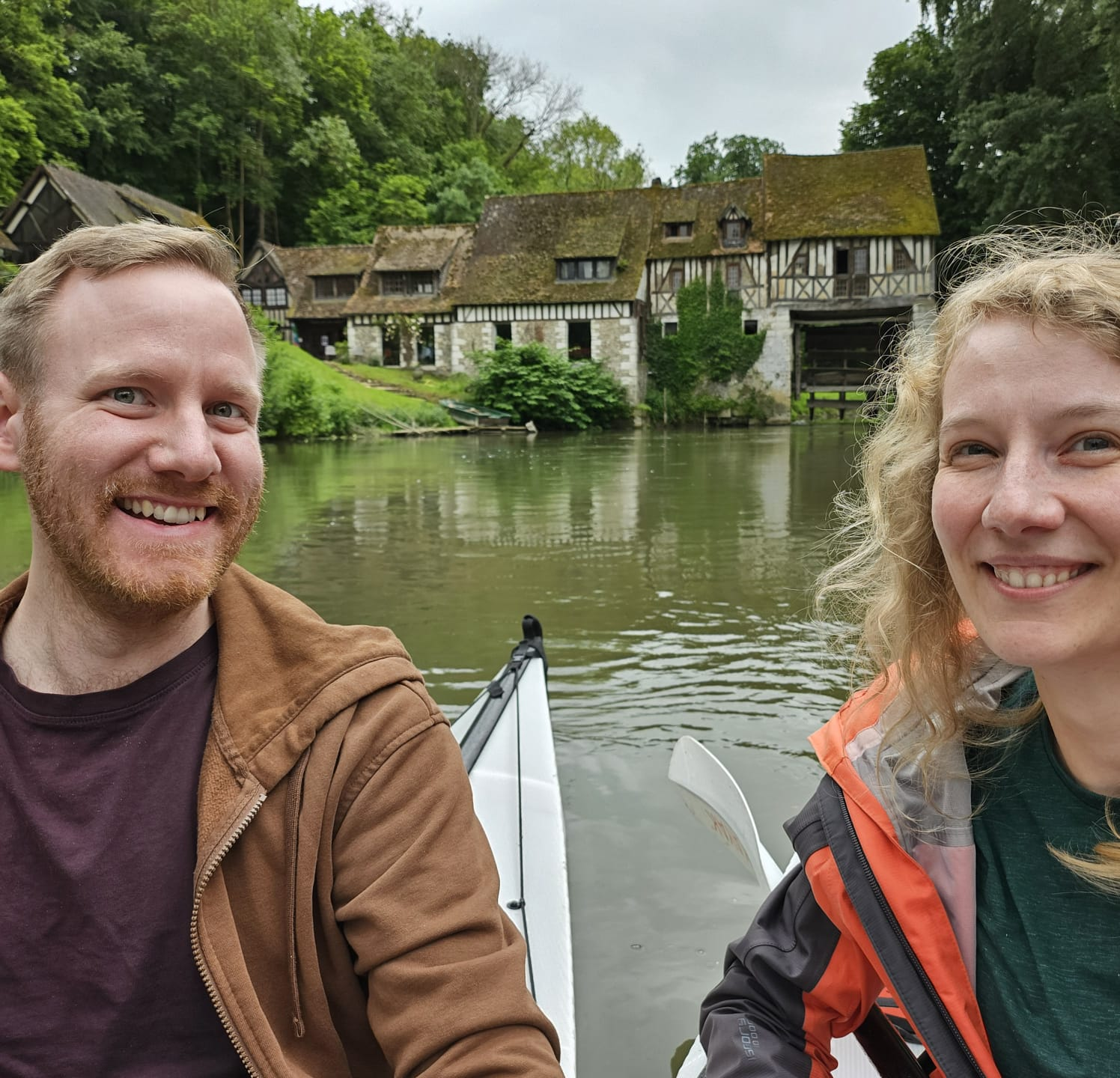 Kayaking in France after a weekend of playing for Contra dancing