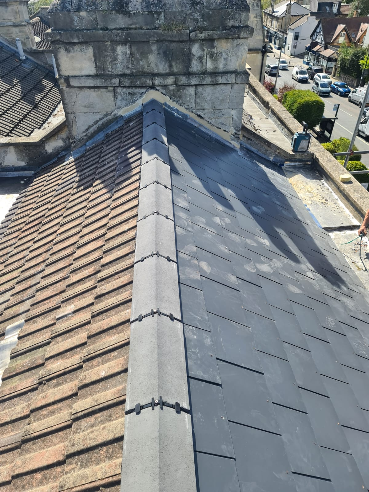 Slate tiles on the front